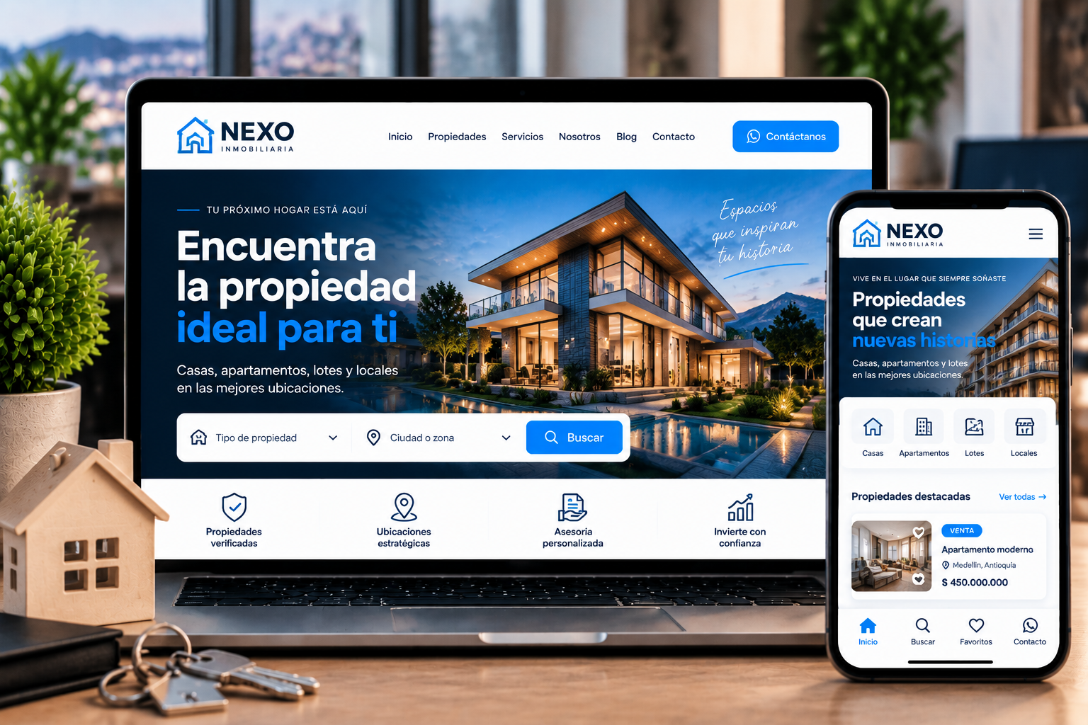 Página web para inmobiliarias y propiedades